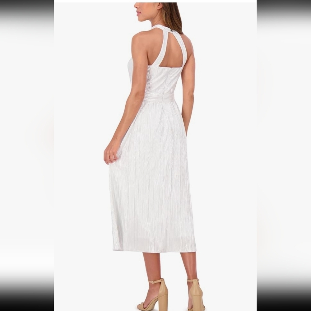 $138 Kensie Keyhole Halter Neck Maxi Dress Sz 14 Women White Sleeveless New - Picture 2 of 16
